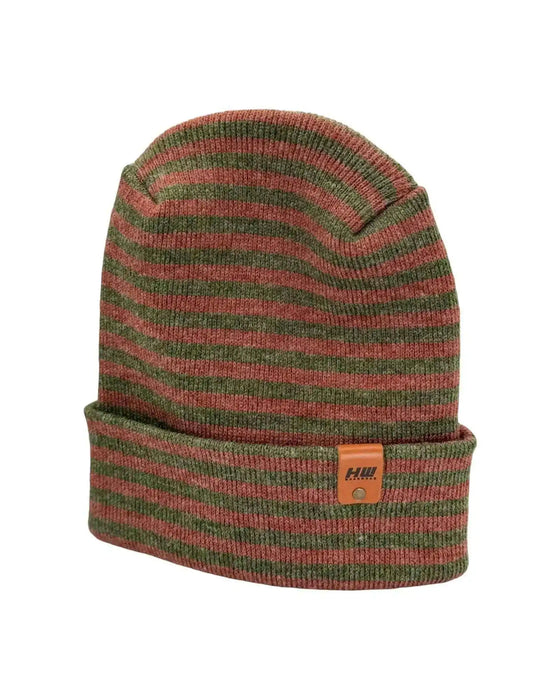 Patented H Stitch RoRo Cuffed Beanie, Burgundy and Green