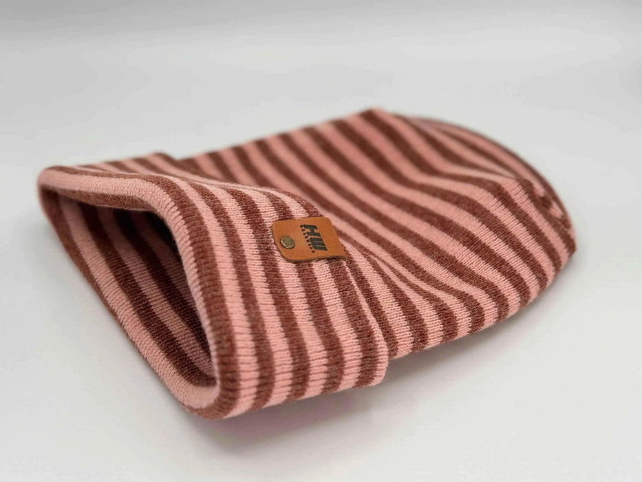 Patented H Stitch RoRo Cuffed Beanie, Burgundy and Pink