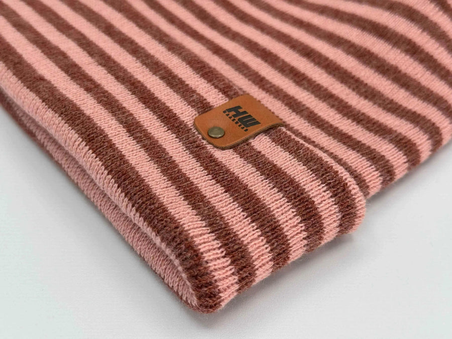 Patented H Stitch RoRo Cuffed Beanie, Burgundy and Pink