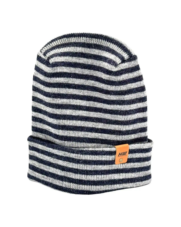 Patented H Stitch RoRo Cuffed Beanie, Gray and Denim Blue