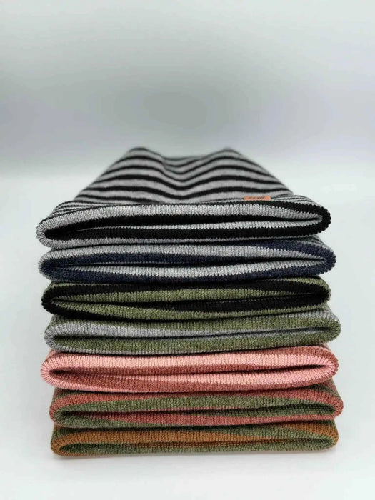 Patented H Stitch RoRo Cuffed Beanie, Gray and Green