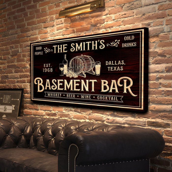 Personalized Basement Bar Sign
