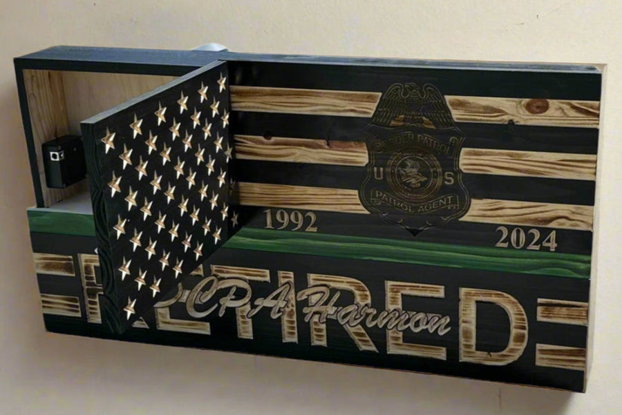 Custom Wooden Concealment American Flag with RFID Lock