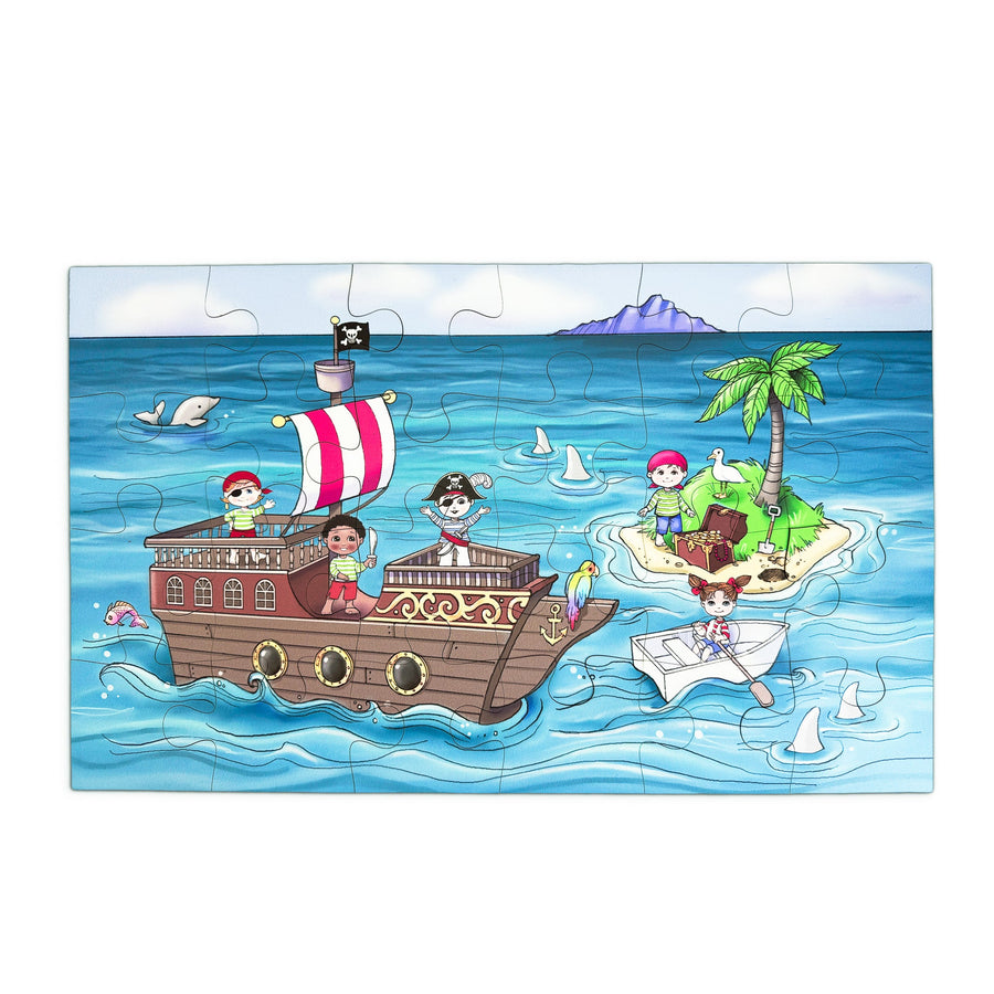 Ahoy Pirate 24-Piece Wooden Jigsaw Puzzle, 11 × 19 in.