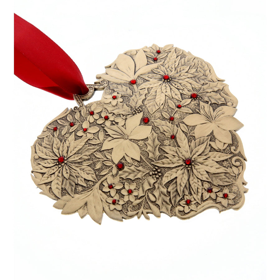 Product view of Seasons of Love Winter Floral Heart Ornament with Crystals - Bronze