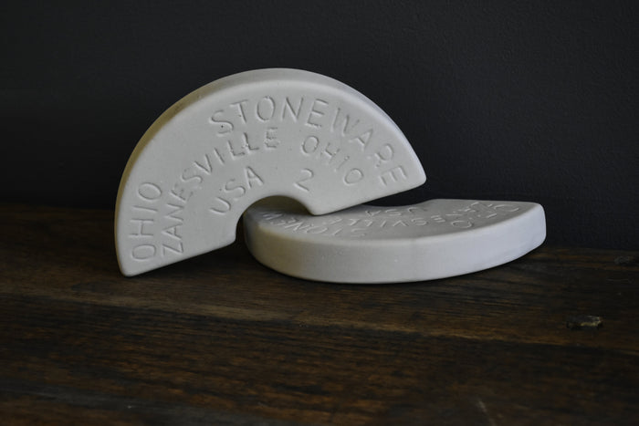 2-Gallon Stoneware Crock Weight Set - two semicircular ceramic weights