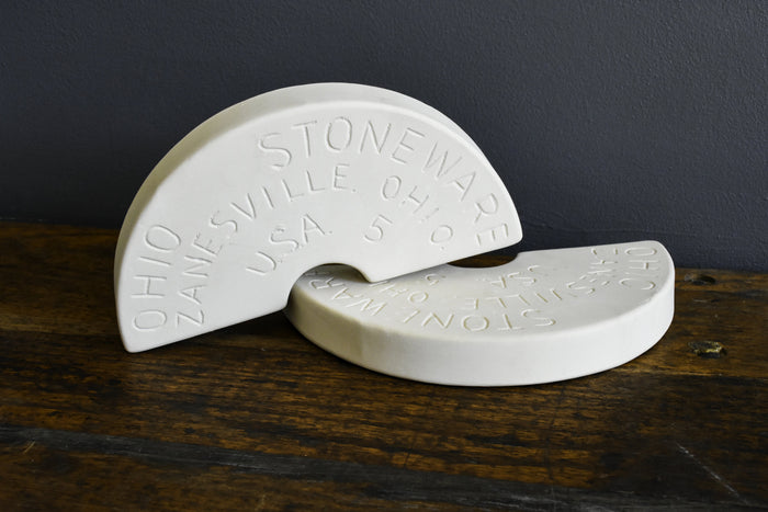 5-Gallon Stoneware Crock Weight Set - two semicircular ceramic weights