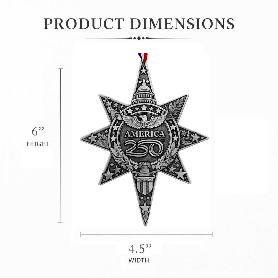 Product dimension guide for America250 Sea to Shining Sea Star Ornament