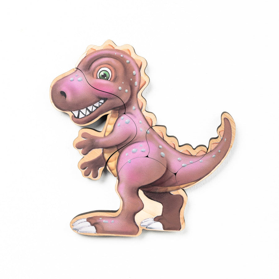 Pink Tyrannosaurus rex magnetic wooden puzzle