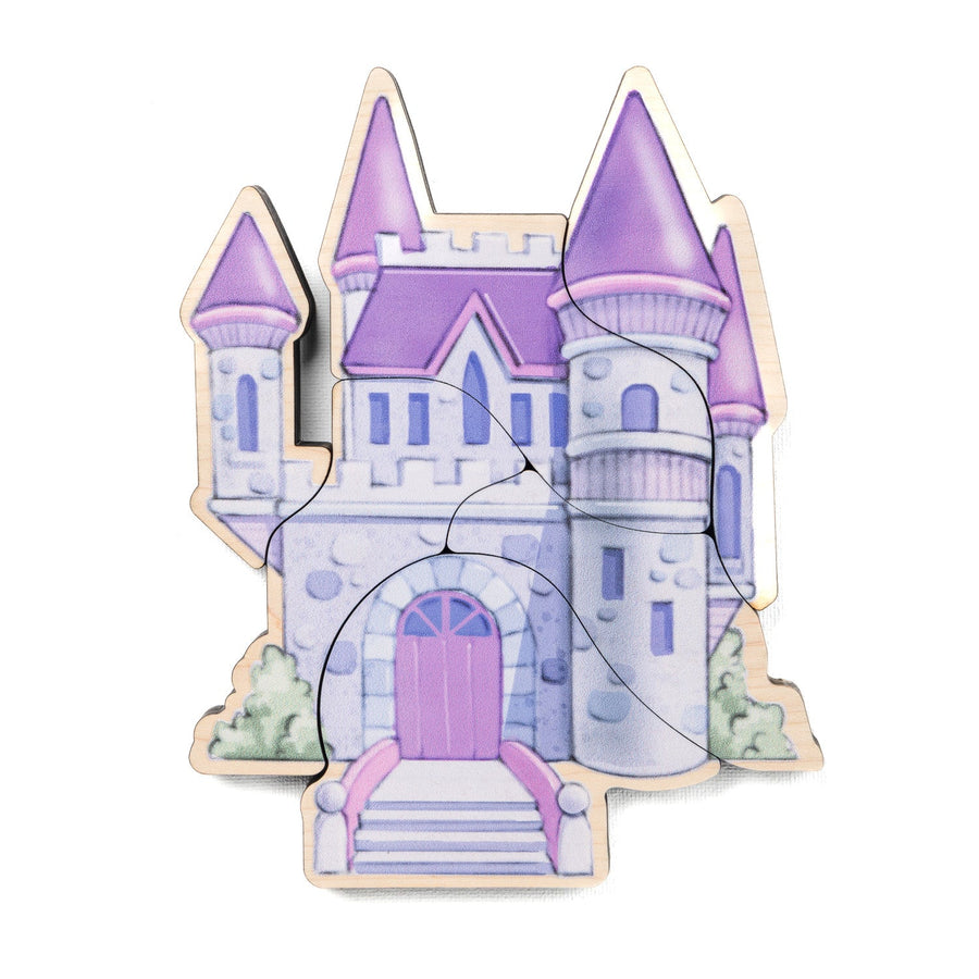 Purple castle magnetic wooden puzzle character
