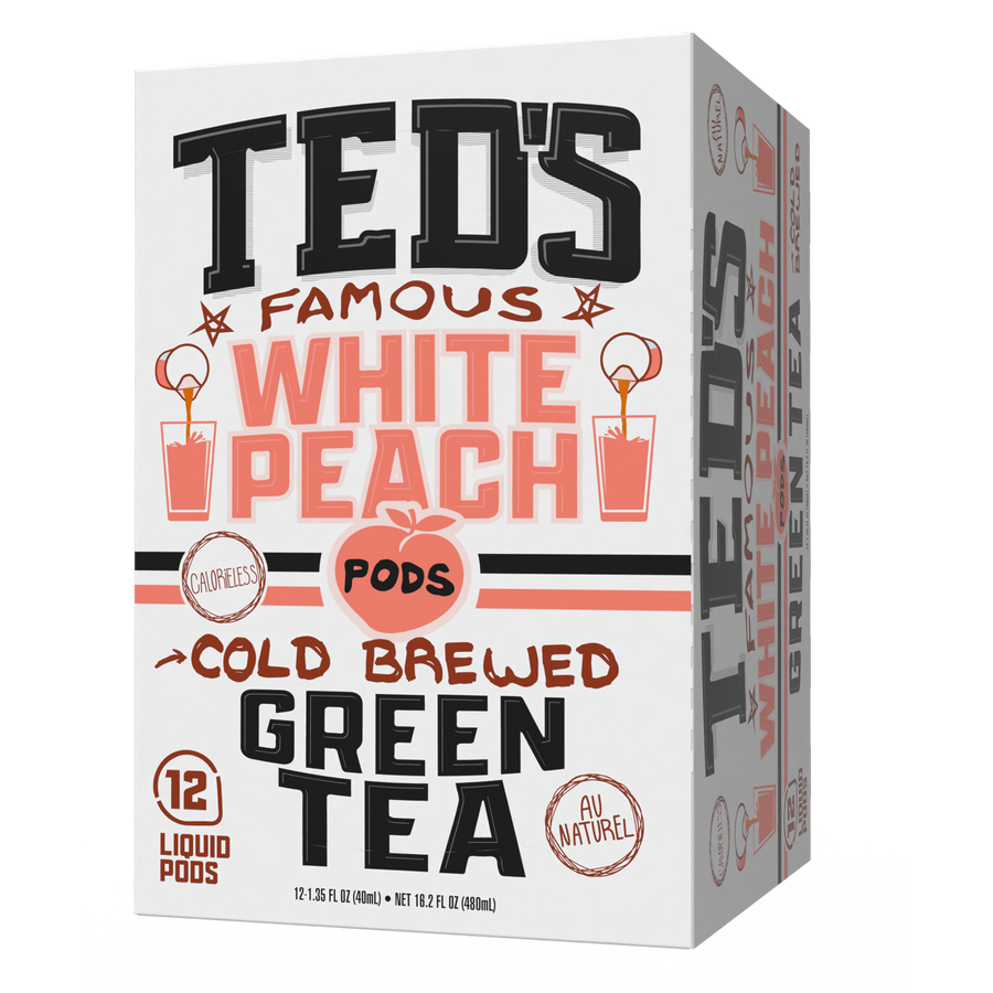 Front of Ted’s 12-pod tea carton with print color marks