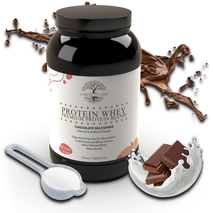 Protein Whey Premium Protein Blend Chocolate Milkshake by A Quality Life Nutrition