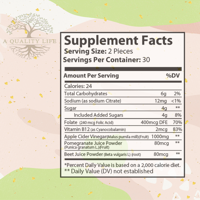 Supplement Facts of Apple Cider Vinegar Gummies
