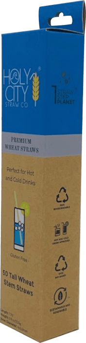 Holy City Straw Tall Wheat Drinking Straws | Inner Pack | 10 x 50ct. Boxes by Farm2Me