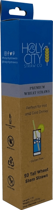 Holy City Straw Tall Wheat Drinking Straws | Inner Pack | 10 x 50ct. Boxes by Farm2Me
