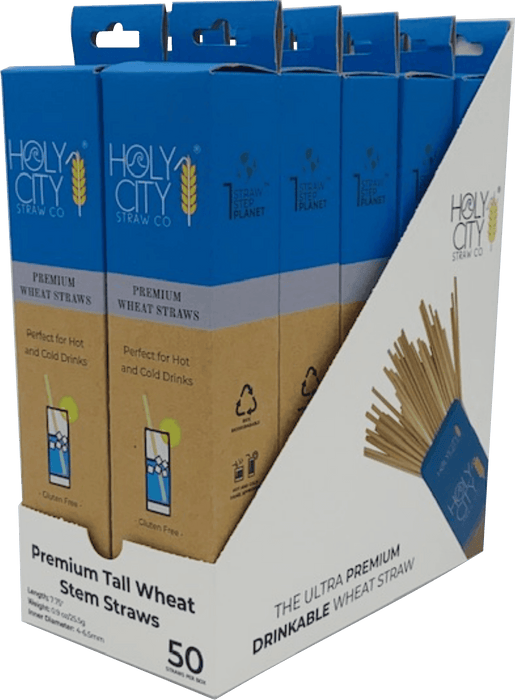 Holy City Straw Tall Wheat Drinking Straws | Inner Pack | 10 x 50ct. Boxes by Farm2Me