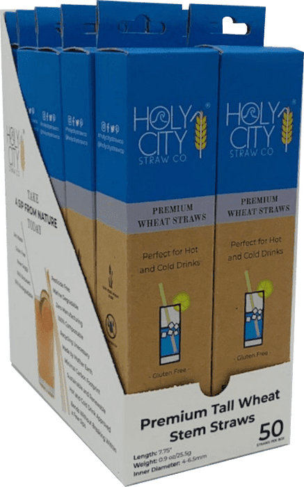 Holy City Straw Tall Wheat Drinking Straws | Inner Pack | 10 x 50ct. Boxes by Farm2Me