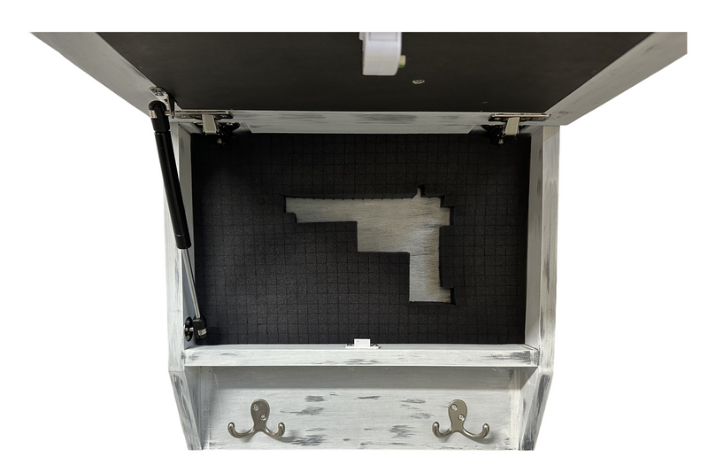 Snowcapped Mountain Scene Wall-Mounted Gun Cabinet – Hidden Lockable Storage with Rustic Charm