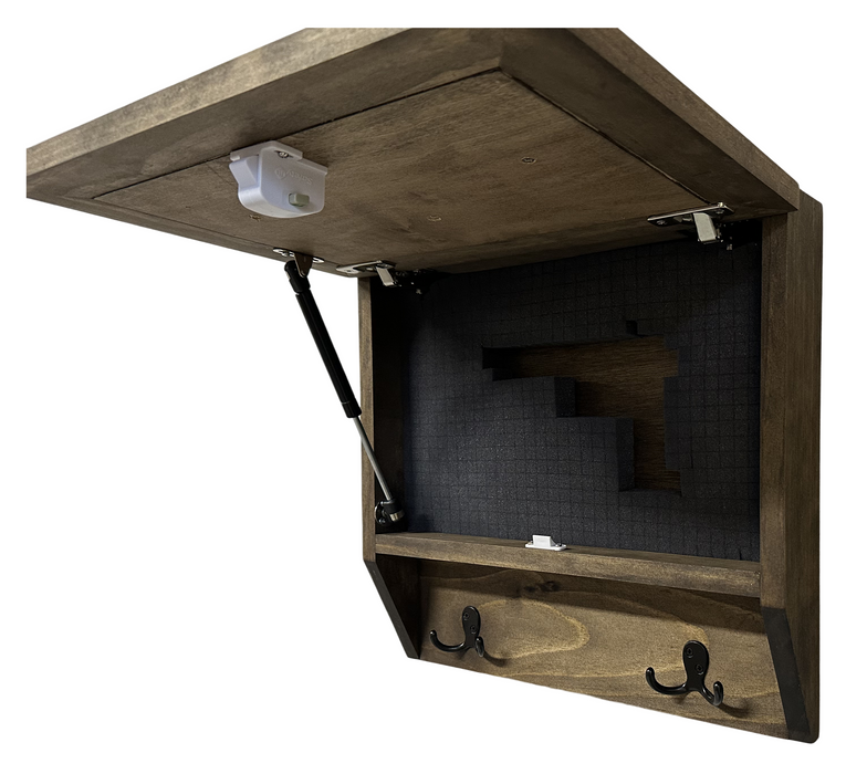 Rustic Mountain Welcome Wall-Mounted Gun Cabinet – Concealed Lockable Storage for Your Home