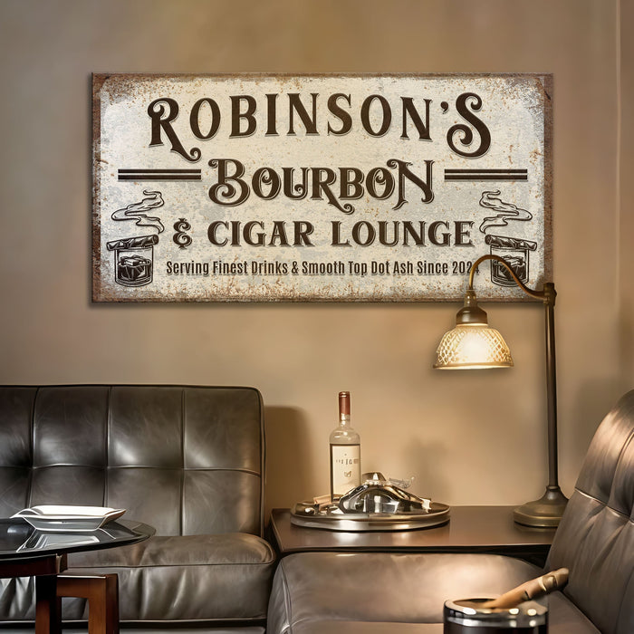 Personalized Bourbon And Cigar Bar Sign