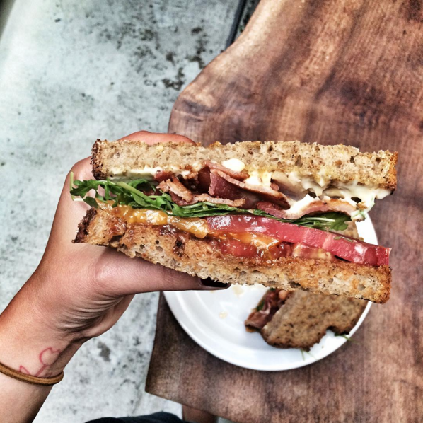 sauce on fresh sandwich
