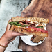 sauce on fresh sandwich