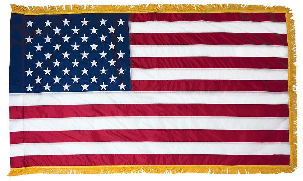 U.S. EMBROIDERED NYLON POLE-HEM & FRINGE INDOOR FLAG