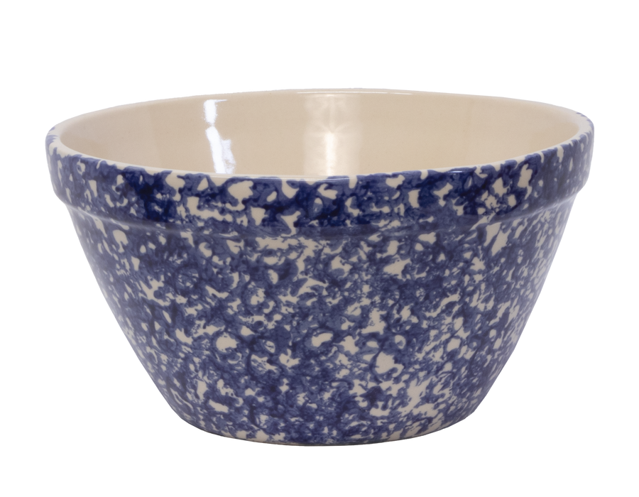 10-Inch Stoneware Shoulder Bowl - Blue Sponge