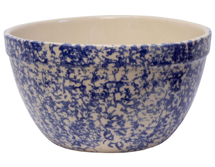12-Inch Stoneware Shoulder Bowl - Blue Sponge