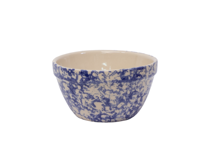 6-Inch Stoneware Shoulder Bowl - Blue Sponge