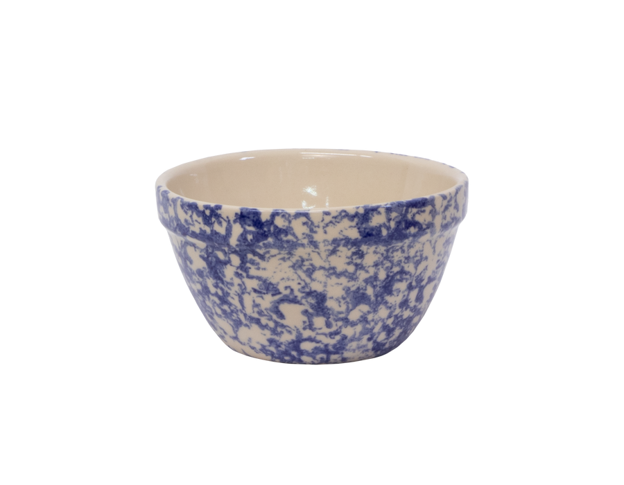 6-Inch Stoneware Shoulder Bowl - Blue Sponge