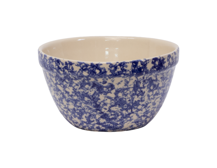 8-Inch Stoneware Shoulder Bowl - Blue Sponge