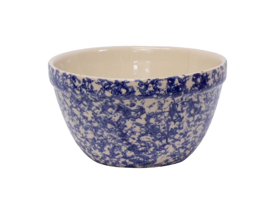 8-Inch Stoneware Shoulder Bowl - Blue Sponge