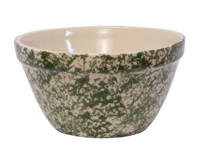 10-Inch Stoneware Shoulder Bowl - Green Sponge