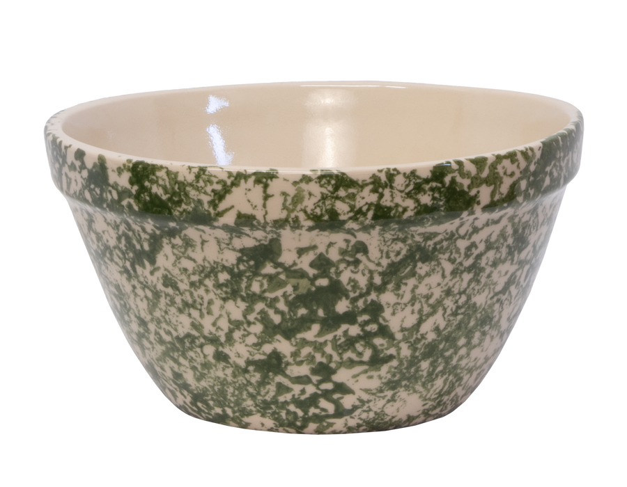 10-Inch Stoneware Shoulder Bowl - Green Sponge