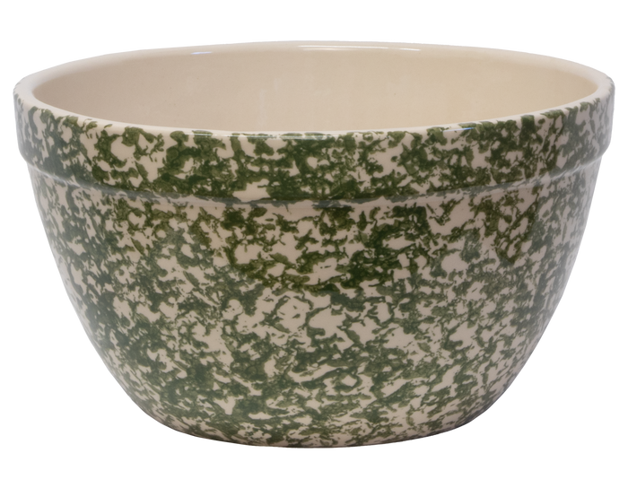 12-Inch Stoneware Shoulder Bowl - Green Sponge