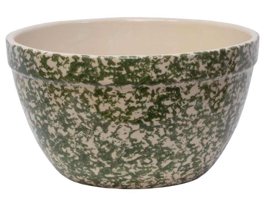 12-Inch Stoneware Shoulder Bowl - Green Sponge