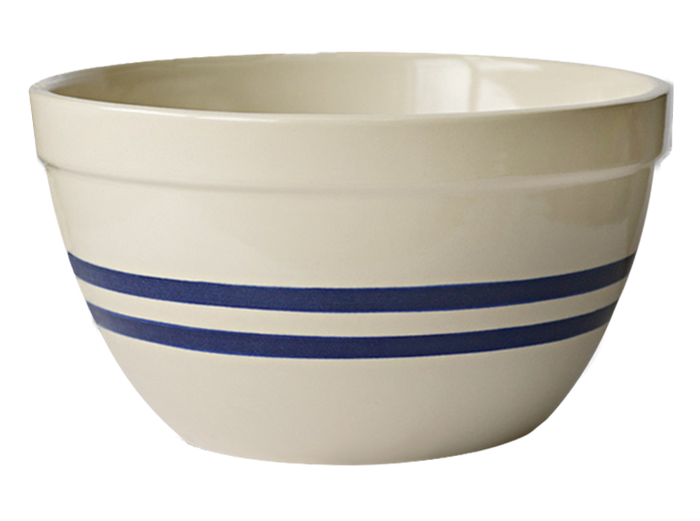12-Inch Stoneware Shoulder Bowl - Blue Stripe