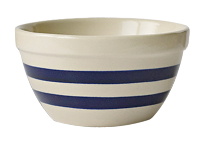 6-Inch Stoneware Shoulder Bowl - Blue Stripe