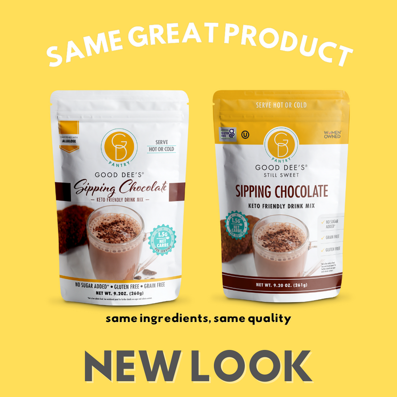 PRESALE: Good Dee's Sipping Chocolate Low Carb Drink Mix - Vegan, No Sugar Added*, Soy Free and Gluten Free