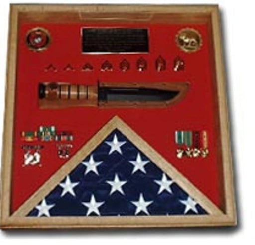 Flag and a knife display case., , The Military Gift Store, Flag and a knife