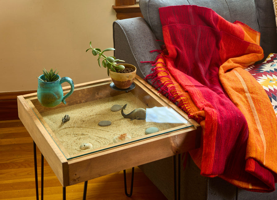 Rustic Display Table with removable glass top - 100% Made in the USA