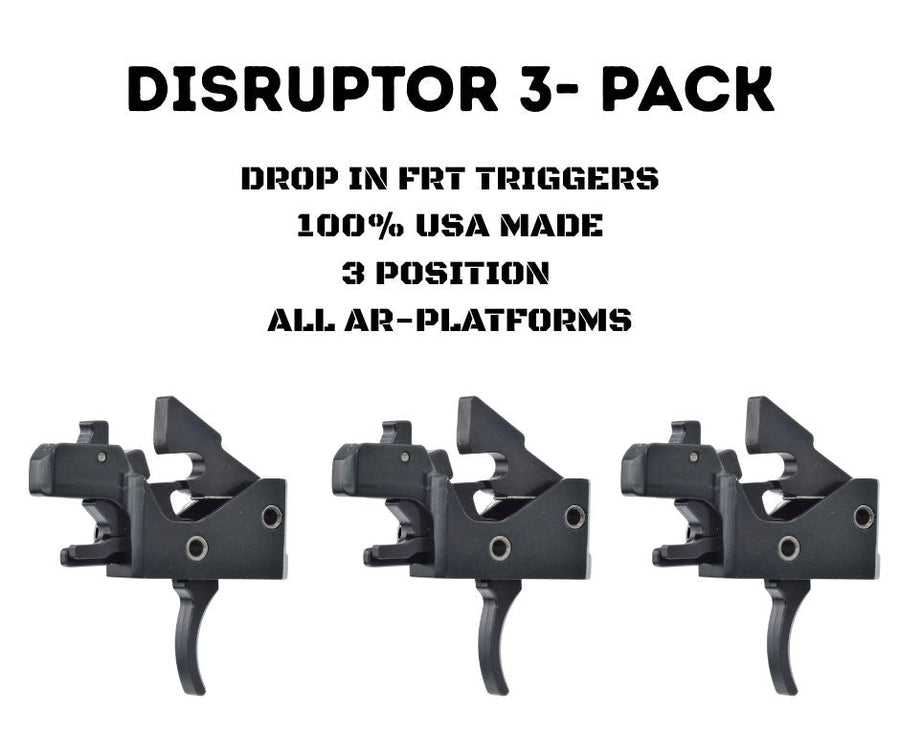 Partisan Disruptor FRT 3-Pack (Black) — AR-15 Drop-In Forced Reset Trigger (USA Made)