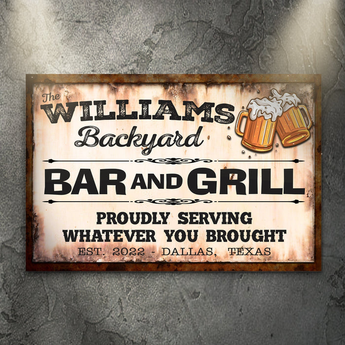 Backyard Bar Grill Sign Ix