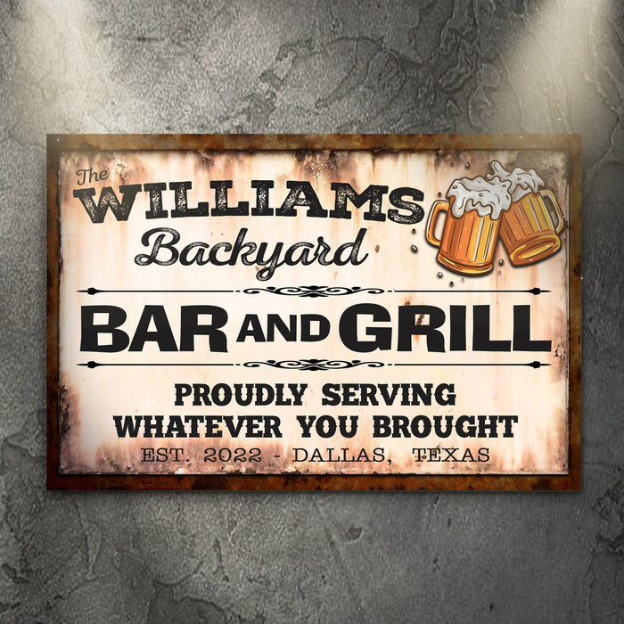 Backyard Bar Grill Sign Ix