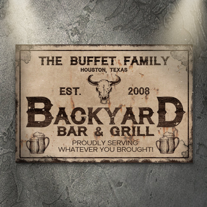 Backyard Bar Grill Sign Viii