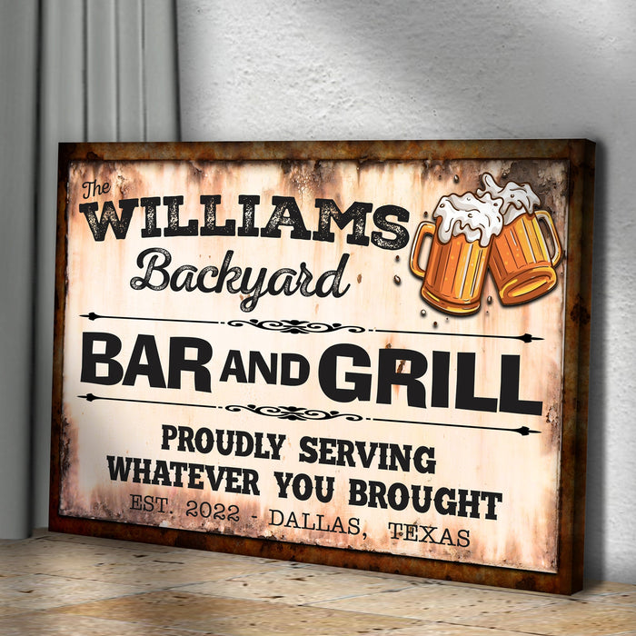Backyard Bar Grill Sign Ix
