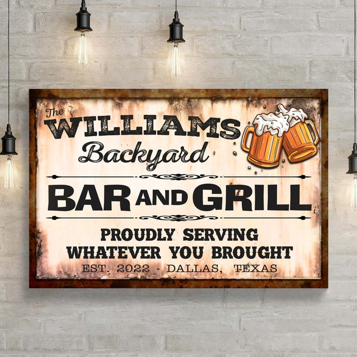 Backyard Bar Grill Sign Ix
