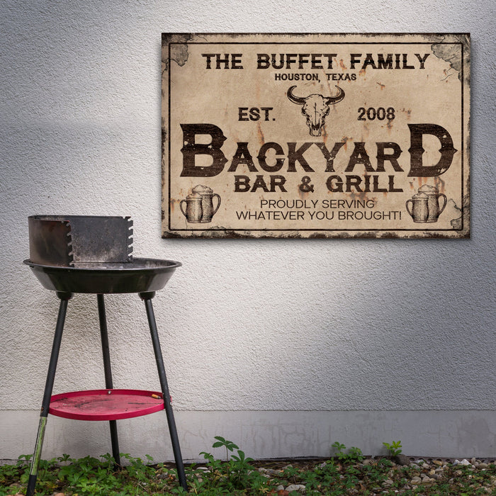Backyard Bar Grill Sign Viii
