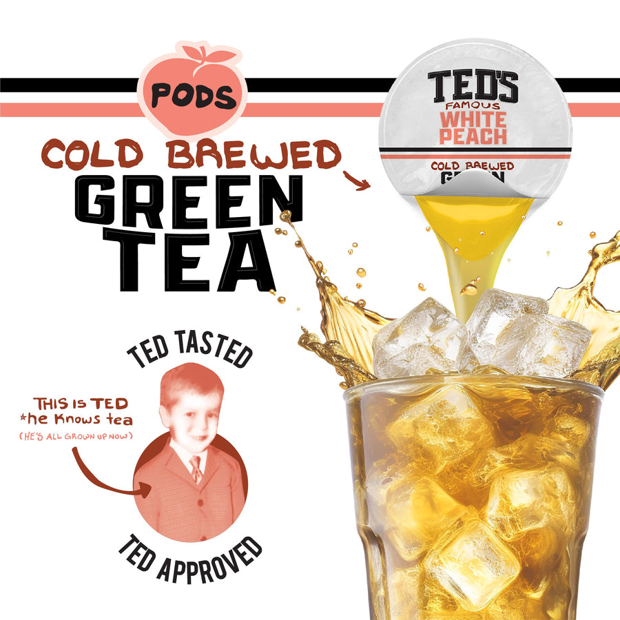 Ted’s white peach tea flavor graphic